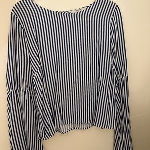 Forever 21 Blue and White Striped Bell Sleeve Shirt